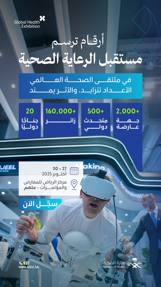 يعود في أكتوبر..

ملتقى الصحة العالمي، الوجهة الأهم حيث تلتقي الابتكارات بالمعرفة لترسم مستقبل الرعاية الصحية.