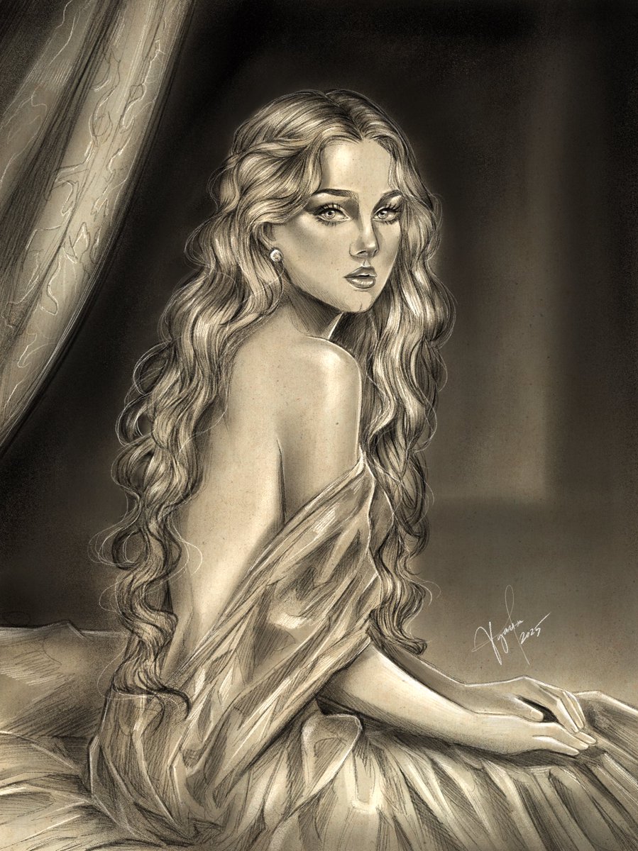 🌙🖤#sketch #fyp #portrait #pencil #digital