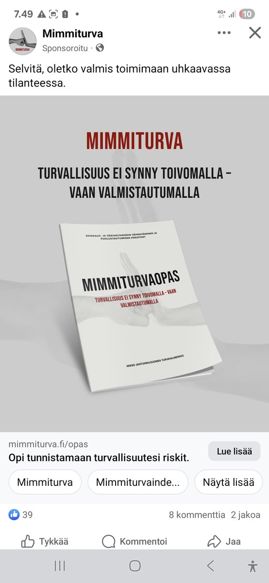 MinnaMkinen6's tweet photo. Epäilen vahvasti, että oppaasta ei löydy toivomiani tehokkaita keinoja, laillinen pippurisumutin, tiiseri tai pieni ase.
Kaikista tehokkain keino lisätä turvallisuutta on tietysti poistaa mamurikolliset Suomesta ja vielä tehokkaampi keino on ottaa vähemmän haittamamuja.
#toiveet https://t.co/nQPK2c37FY