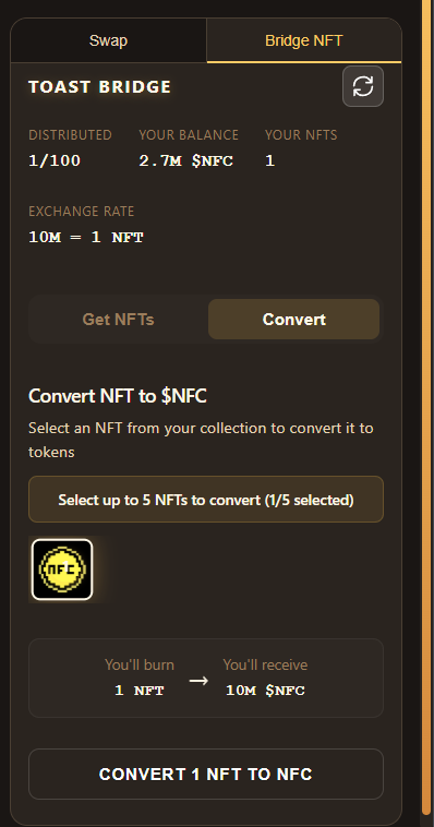 nfcsol's tweet photo. 10M tokens = 1 NFT

Only 99 NFTS left. $NFC https://t.co/JrZWOnf8Wk