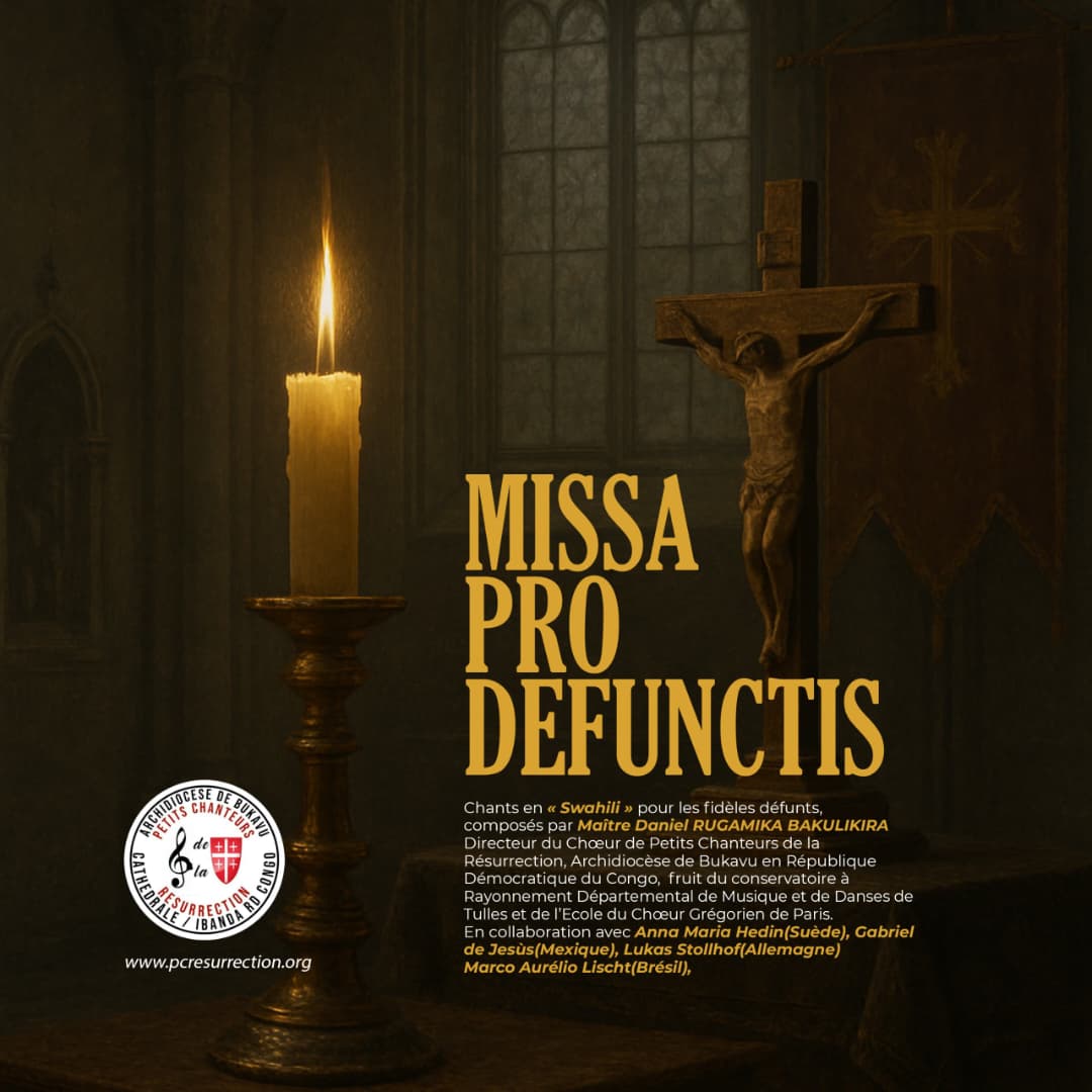pc_resurrection's tweet photo. 🎧 #recueil : Le Chœur de Petits Chanteurs de la Résurrection de Bukavu est honoré de vous présenter la production officielle de sa composition "𝙈𝙄𝙎𝙎𝘼 𝙋𝙍𝙊 𝘿𝙀𝙁𝙐𝙉𝘾𝙏𝙄𝙎", un recueil de chants conçu pour l'animation liturgique des messes de requiem et la prière en ... https://t.co/tLJ7Ts419a
