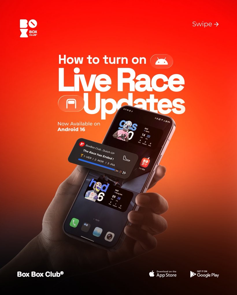 BoxBox_Club's tweet image. 🚨IMPORTANT🚨

Live Race Updates for @Android devices running on Android 16 is LIVE!!!!  🥳🥳🥳

#android16 #livenotification #boxboxclub #f1widgets #f1 #formula1 @Android @AndroidDev @9to5Google @iTDfeed @ttindia @EconomicTimes
