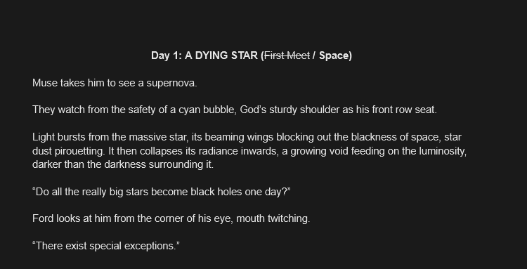velvetshed's tweet photo. #EURIWEEK @EuclydiaRises 
DAY 1: SPACE
i'll be compiling any prompts i write for euri week onto ao3 later :) https://t.co/ZEZ22CuwgB
