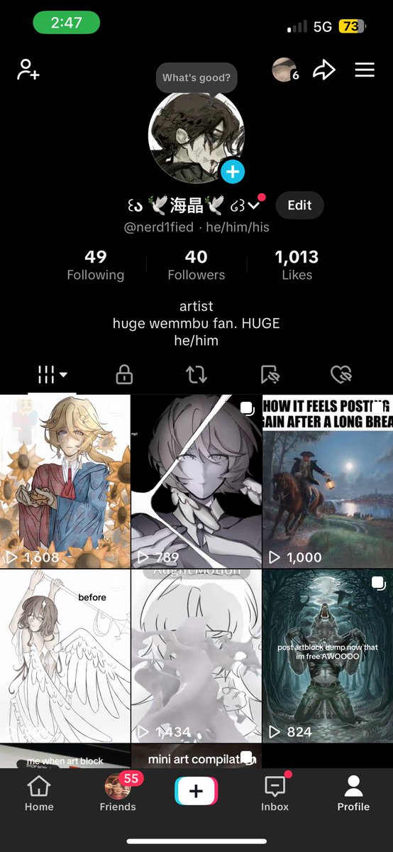 HI GUYS!!! I HAVE A TIKTOK I HAVE A TIKTOK!
please follow i post there sometimes!!
@ nerd1fied