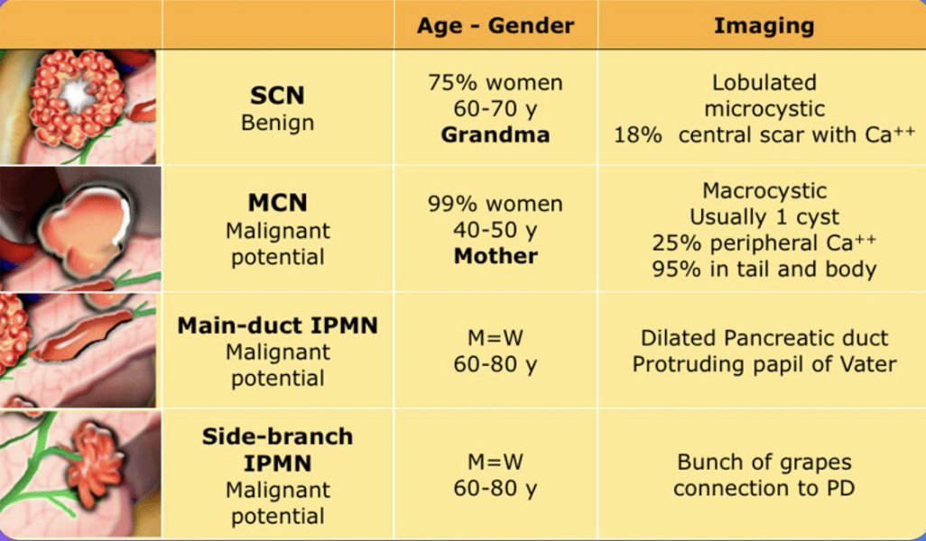 Discriminating Features of Cystic Neoplasms