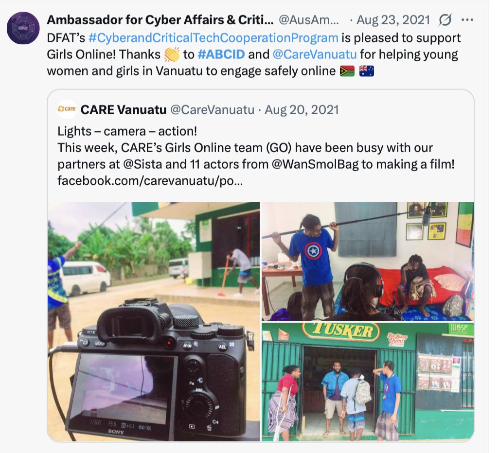 meshygrey's tweet photo. ABC News' activism extends beyond producing fake news for Australian viewers. Australia's ABC International Development Fund (ABCID), receives income from the DFAT, NED/CIMA, and Soros' OSF, Canada, EU... to train news outlets and journalists all over the region.  
#ABCID
#CyberandCriticalTechCooperationProgram

https://t.co/XgfbXQDSiR

https://t.co/Mg7OJgxV0T