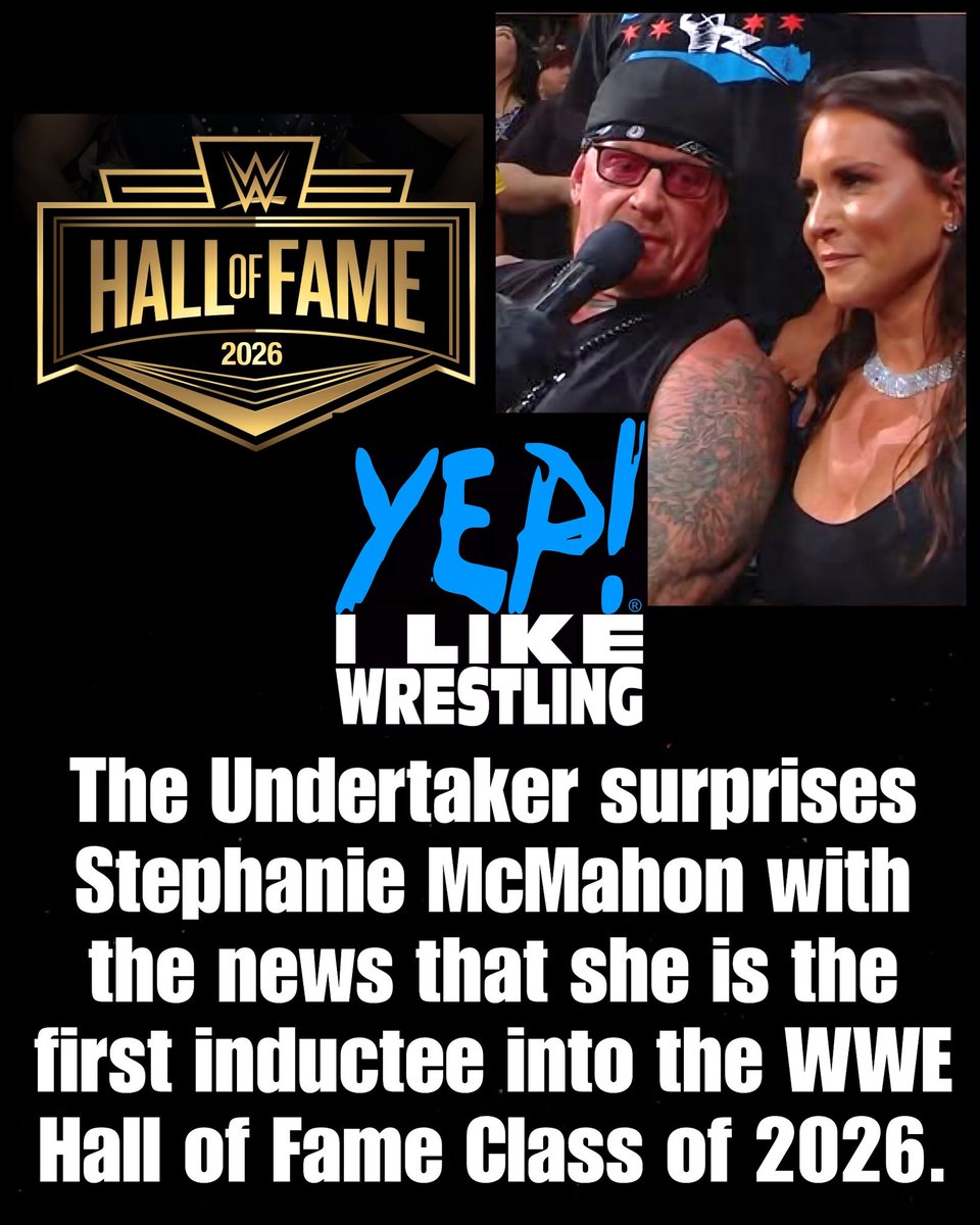 Surprise! Surprise! The Undertaker surprises  Stepanie McMahon at WWE Wrestlepalooza with the news that she is the first inductee into the WWE Hall of Fame Class of 2026. What are your favorite Stephanie McMahon moments &amp; matches? 

#WWEWrestlepalooza #WWEHOF #ESPN