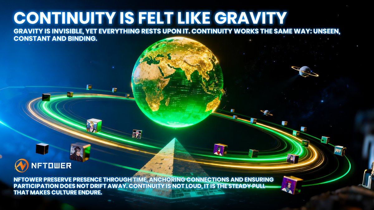NFTOWER_'s tweet image. 🎯 Gravity is invisible, yet everything depends on it.
🌐 At NFTower, NFTs preserve presence like gravity, anchoring roles, sustaining participation, and pulling meaning forward.
💡 Continuity doesn’t shout. It simply holds everything together.

#NFTOWER #NFTDesign #Continuity