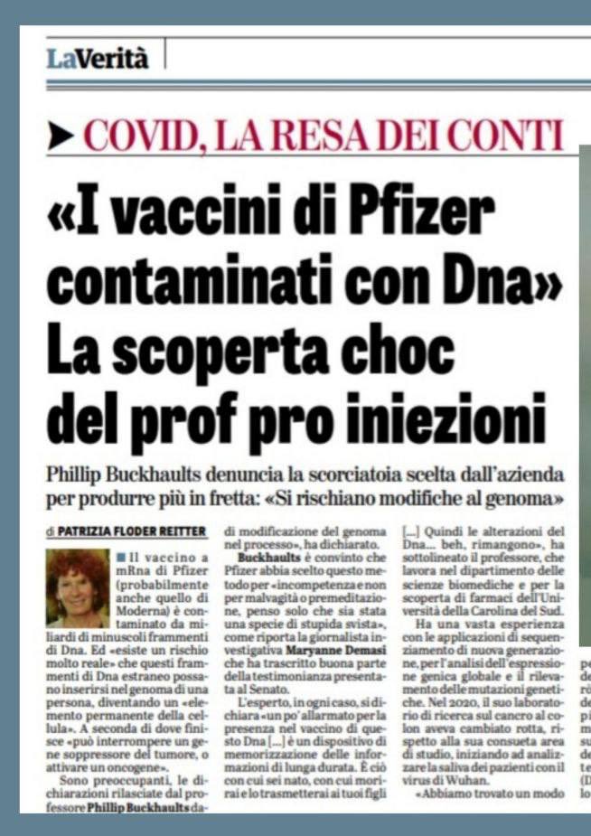 Prof. pro-iniezioni Phillip Buckhaults denuncia la scorciatoia scelta dall'azienda per produrre più in fretta: «Si rischiano modifiche al genoma»