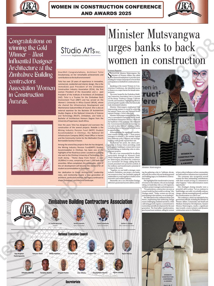 TsitsiDzvuk's tweet image. Thank you Zimbabwe Building Contractors Association (ZBCA). I am honoured🙏🏾

#WomenInConstruction
#BuiltEnvironmentProfessionals
#WomenArchitects