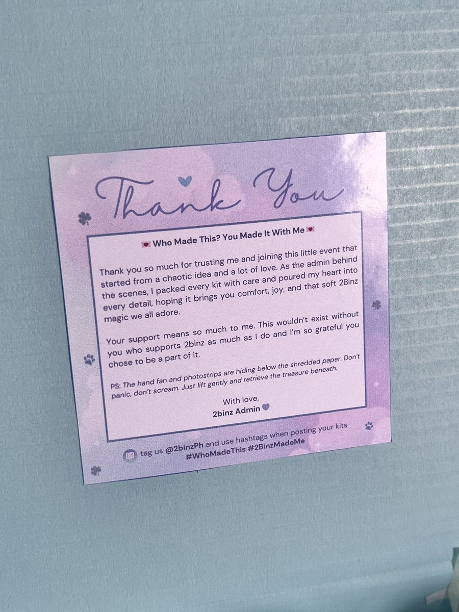 320hanyj's tweet image. #chi_receives 💌

OMG I LOVE THIS KIT SO MUCH akala ni mama may manliligaw na ako kasi ang ganda ng packaging (siyang tunay) thank you so much @2binzPh and sa admin for these, super saya ko huhuhu SANA MASAYA KAU PALAGI

#WhoMadeThis #2BinzMadeMe #2BinzOnlineCSE