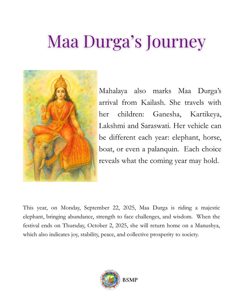bsmpsocial's tweet photo. Kṛtagnyatā to our ancestors, devotion to Devi — let’s celebrate Mahalaya Amavasya!
#Mahalaya #DurgaPujo #Navratri #Devi #DivineMother #HinduFestivals #AncestralBlessings #Gratitude #FestivalVibes #SpiritualIndia #MahalayaAmavasya #Kritagnyata #DeviJourney #RamaPrayer https://t.co/Ky2stDbKst