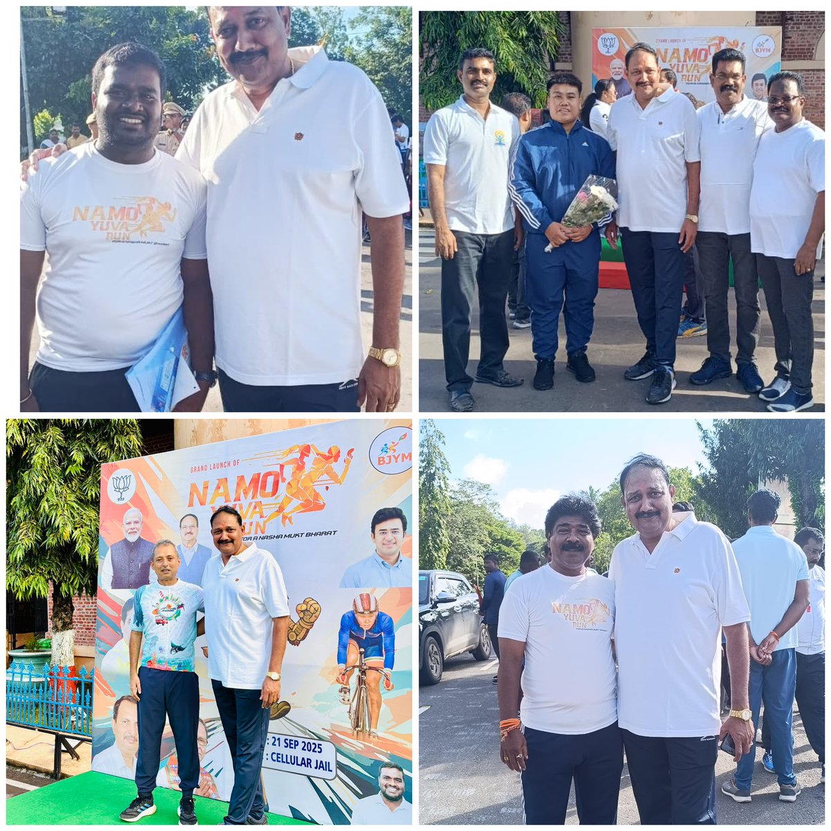 🏃‍♂️ Attended the #NamoYuvaRun2025 which started from Cellular Jail this morning.
Hon’ble MP <a href="/BishnuPadaRay12/">Bishnu Pada Ray</a> ji,State BJP President <a href="/AnilkrTiwaribjp/">Anil Kumar Tiwari</a> ji &amp; leading cyclist Miss Deborah graced the event.
Great efforts by team BJYM Andaman under the leadership of BJYM President