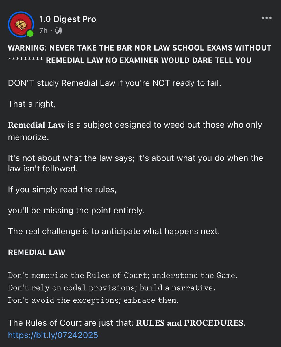 A better WARNING would be not to take advice on how to prepare and answer for the bar examinations from someone who is remotely qualified to take one.

Had to screenshot because I was blocked after I questioned if he even is a law student, grad or a lawyer.