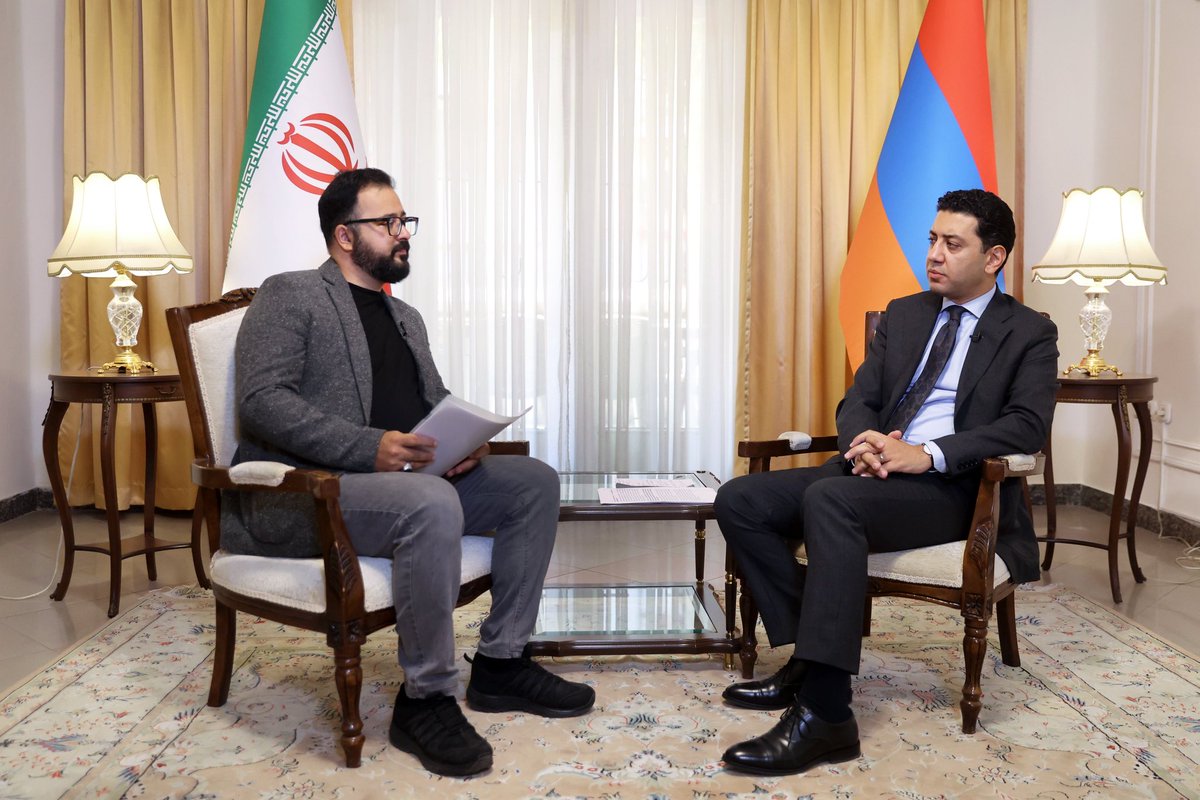 ArmEmbassyIR's tweet photo. 🇦🇲 On the occasion of Armenia’s Independence Day – Exclusive Interview of the Ambassador of Armenia to Iran with @IrnaEnglish. 
🖇️ https://t.co/fBrc1WvKkWهاکوبیان-روابط-تهران-و-ایروان-ماهیت-راهبردی-دارد
🖇️ https://t.co/9Et0Aqa1WO https://t.co/LgXC1ivIK1