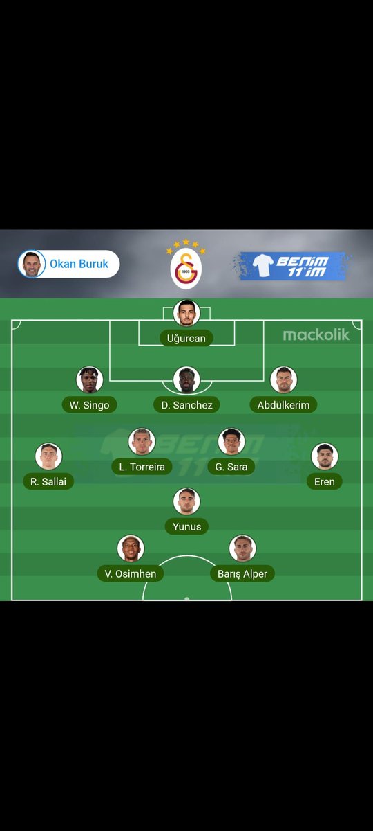 Frankfurt maçından sonra aklım buraya kayıyor sürekli. Merkezde top taşıyan oyuncu da gerekliliğinden Yunusu ekledim. Sizler de yapın birer 11 😅 <a href="/sinan_yilmazz/">Sinan Yılmaz</a>
