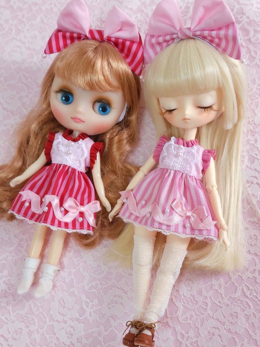 ハルモニアさんはミディちゃんサイズも着用できます
めーっちゃミニ丈でワカメちゃんみたいになりますがこれはこれでかわいい💕
髪飾りは共通です🎀