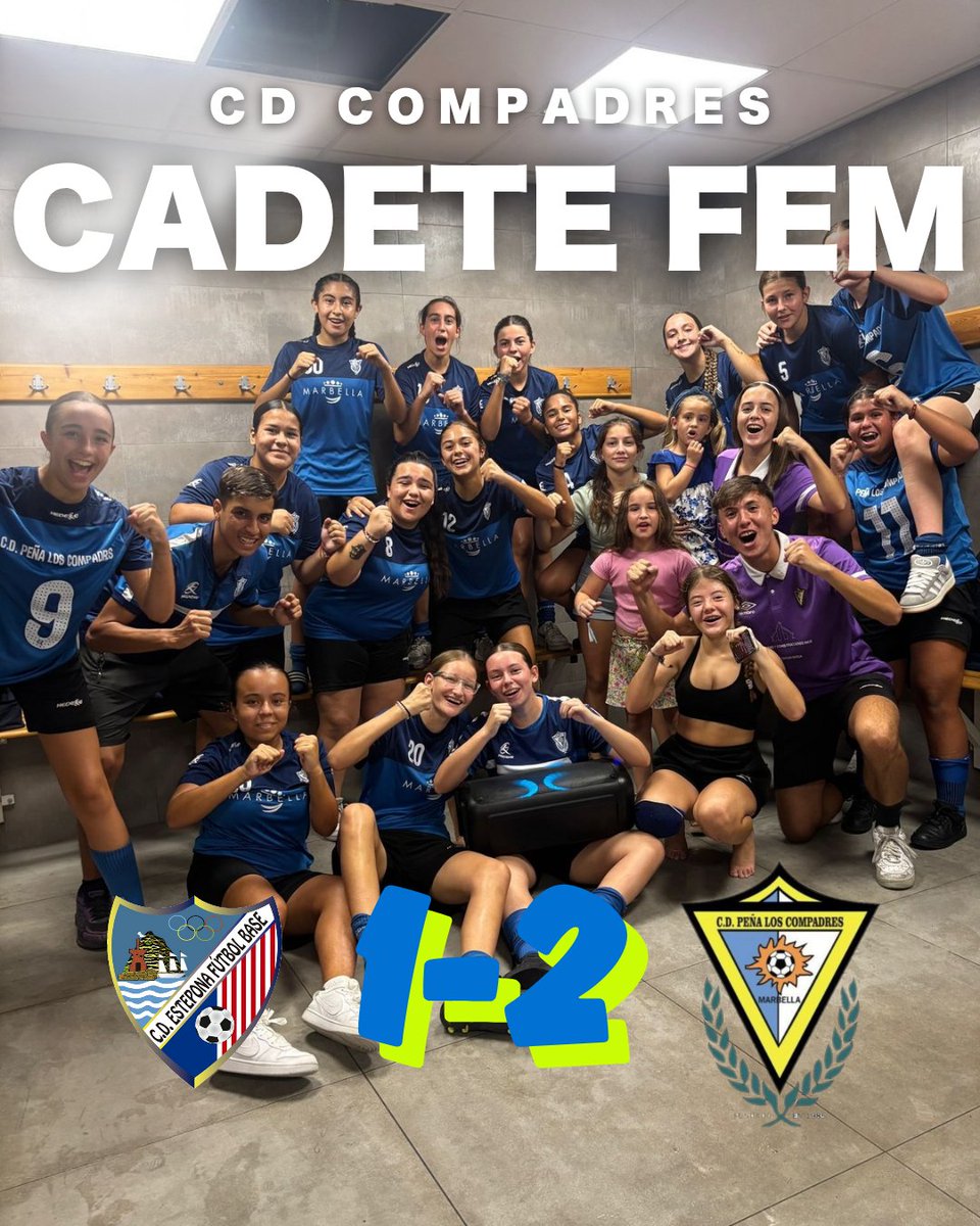 Cadete Femenino!

Estepona 1
CD compadres 2

Erika ⚽️
Sofía ⚽

Victoria de nuestro c🥳Cadete Femenino F11 ante un rival directo de liga, último test de pretemporada antes de comenzar la liga, impresionante el trabajo y esfuerzo realizado.

Este es el camino, seguimos💙