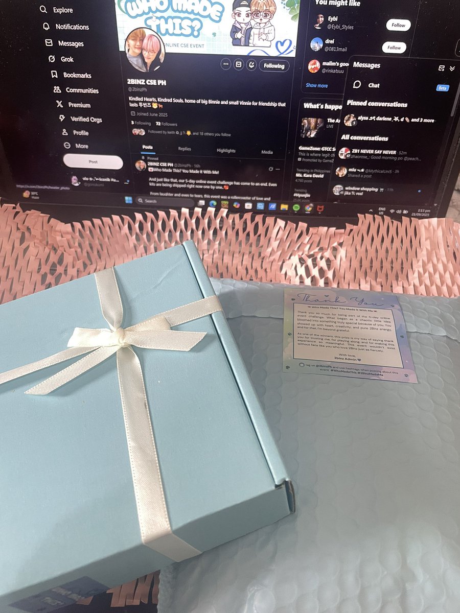 gonukumi's tweet image. ღ -💌 from @2binzPh • #WhoMadeThis
#2BinzMadeMe 

DUMATING NA SIYA!! Parang feeling ko Christmas na nung binuksan ko toh 🥹!! Still new sa mga cse and despite it being online I had so much fun!! The prizes and kit is so cute,, my mom ask “sino nagbigay?” HSHAH TYSM !!