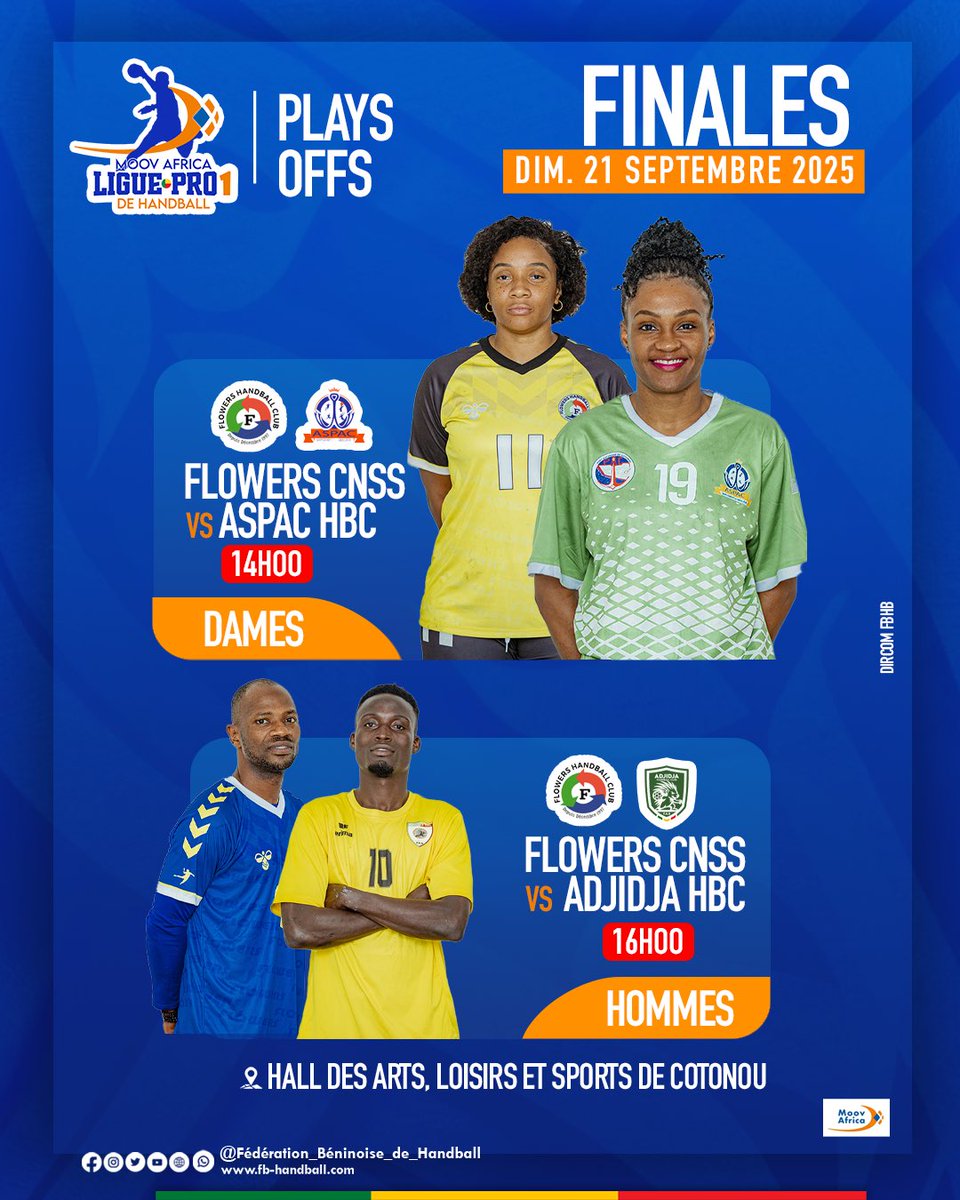 🔥 𝗣𝗟𝗔𝗬 𝗢𝗙𝗙𝗦 𝗠𝗢𝗢𝗩 𝗔𝗙𝗥𝗜𝗖𝗔 𝗟𝗜𝗚𝗨𝗘 𝗣𝗥𝗢 𝟮𝟬𝟮𝟱 

JOUR DE FINALES 🔥

JOUR DE VÉRITÉ 🔥

La dernière bataille, le choc des guerriers. 

📍 Hall des Arts, Loisirs et Sports, le rendez-vous est pris.

#MoovAfricaLiguePro1 
#Handball229
#FBHB