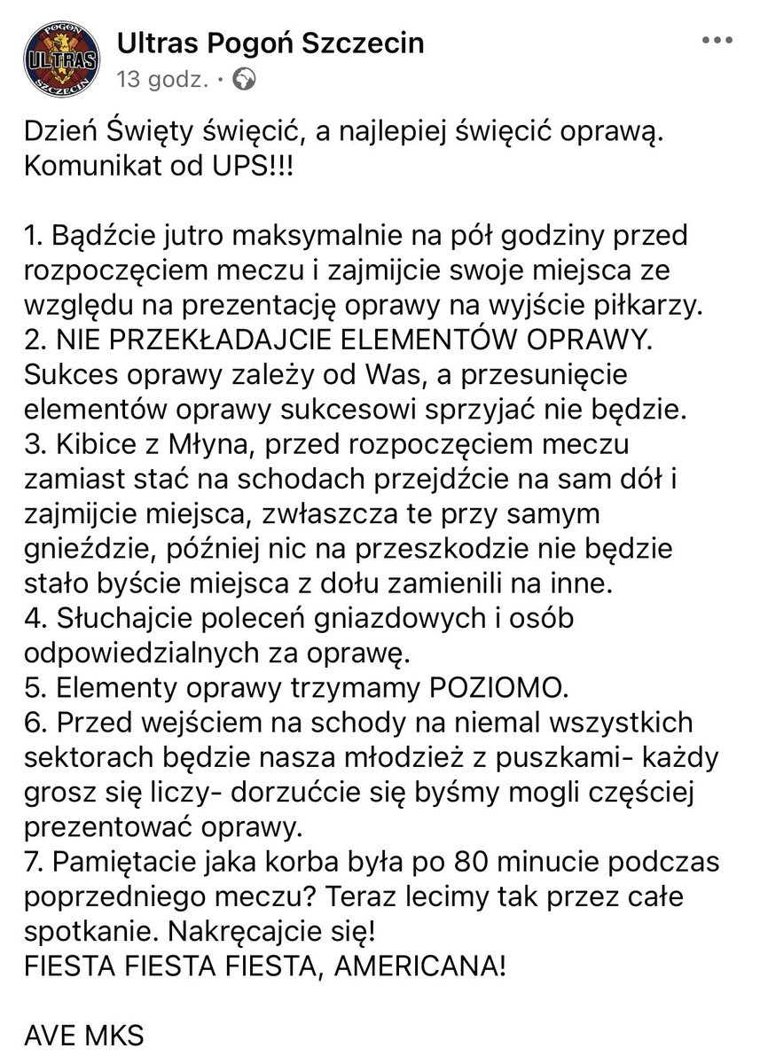 Podajemy wczorajszy komunikat Ultrasów, bo sprawa jest bardzo ważna. 

Przyjdźcie dzisiaj na mecz wcześniej!