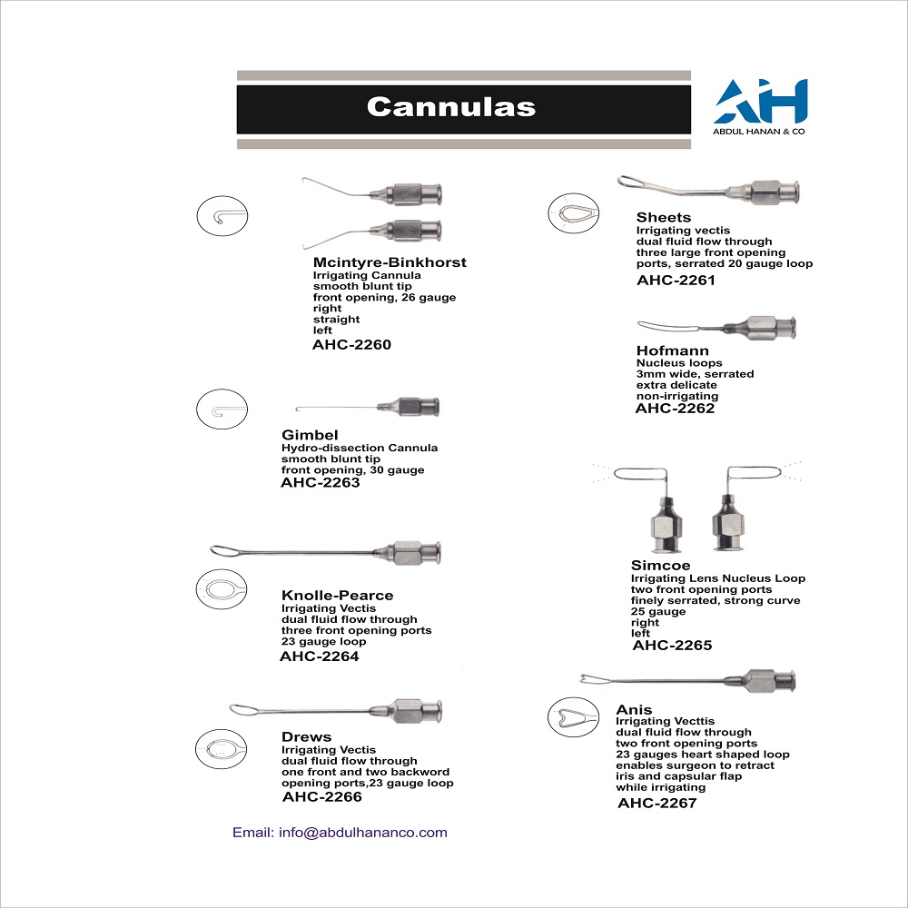 AbdulHananCo's tweet image. #Cannulas,
Abdul Hanan &amp;amp; Company manufacture #ophthalmic #surgical #instruments. #buyers can contact me for more information.
Email: abdulhanancompany@gmail.com
abdulhananco.com
#abdulhanancompany
#ophthalmology #ophthalmologist #eyesurgery #eyes #medicaldevices
#طب_العيون