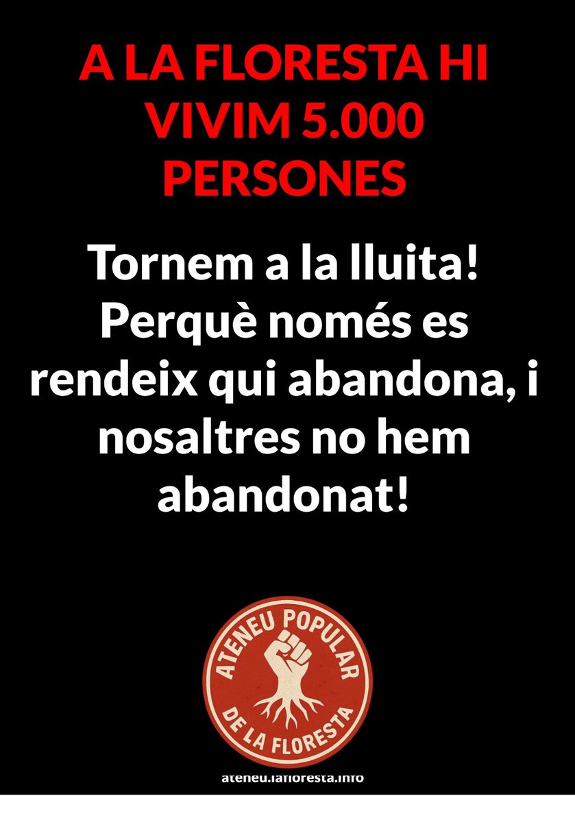 MartaSerres's tweet photo. Avui és el dia‼️
Avui les florestanes arrenquen l'ATENEU POPULAR DE LA FLORESTA
Un espai des d'on es podrà generar contrapoder en favor de drets, de serveis, de cultura, de suport mutu.. 💪
Juntes i organitzades, visca el poder popular, visca les florestanes i visca #LaFloresta✊🏽 https://t.co/FtZErhXxlk