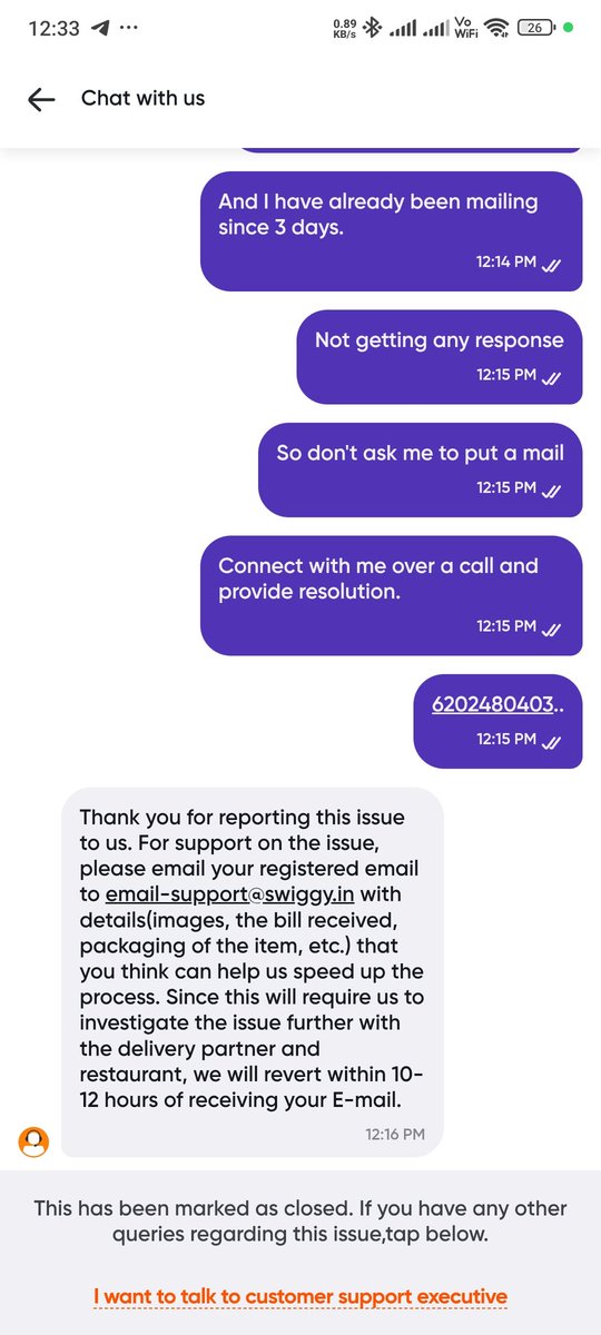 Sigma__lord's tweet photo. @SwiggyCares This is happening since last 4 days. https://t.co/BvPZ6xDu5O