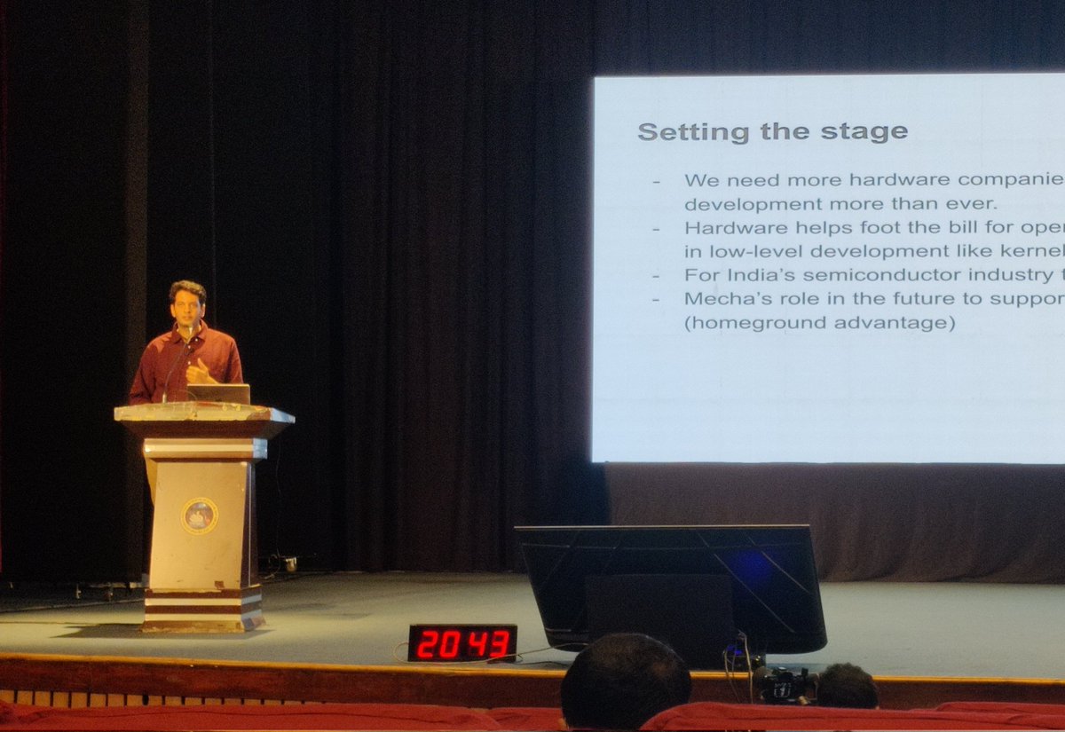 SayyadAbid1's tweet image. Great insights on prototype to production by Shoaib Merchant from @mecha_systems at #IndiaFOSS
The comet journey shares a great story for any entry level deeptech product to learn form. 
Looking forward to comet realease.