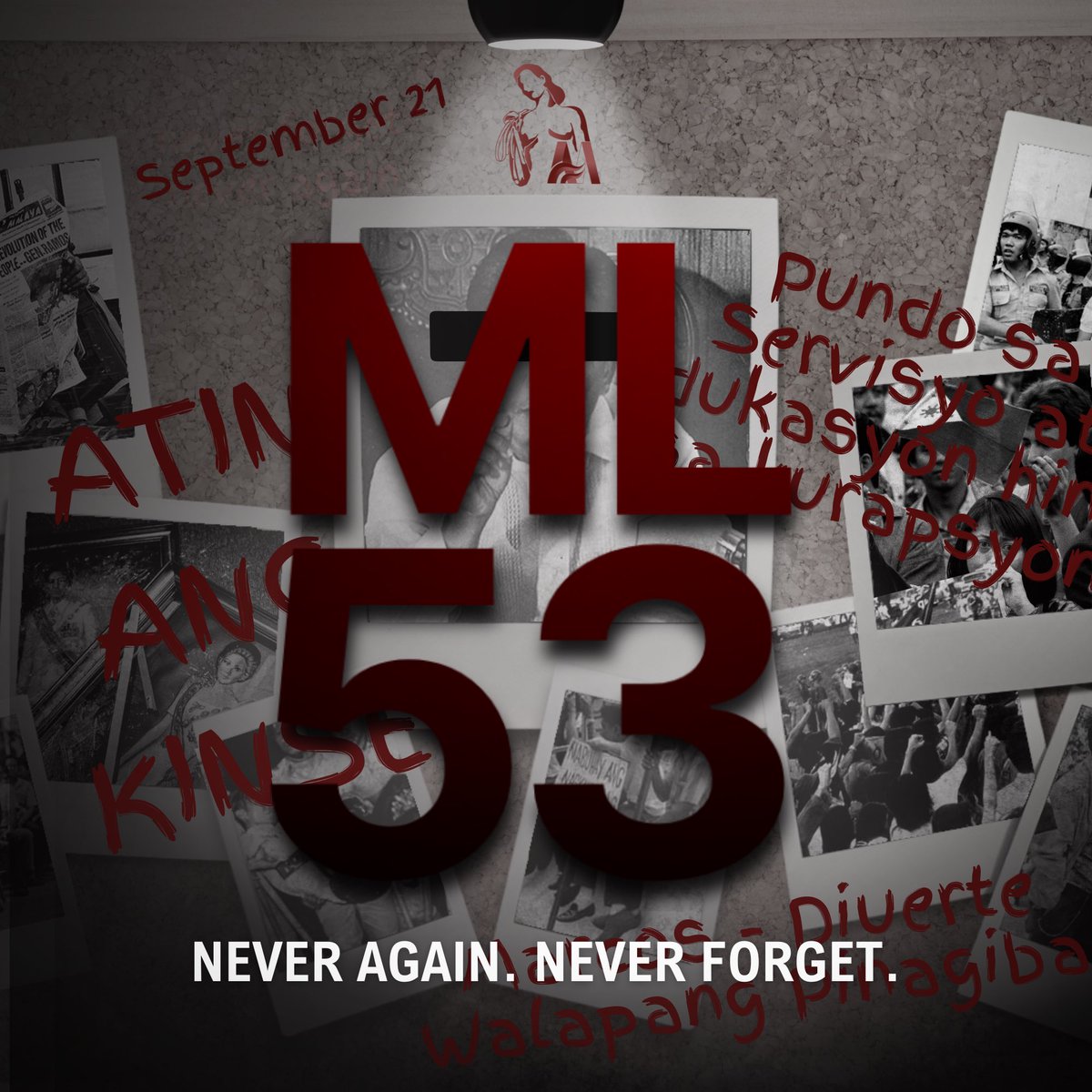 angmangingisda's tweet photo. Never again. Never forget.
Never again to Martial Law!

More than five decades ago, Martial Law brought years of fear, repression, and widespread human rights violations to the Filipino people. https://t.co/6ymNAnJL0y