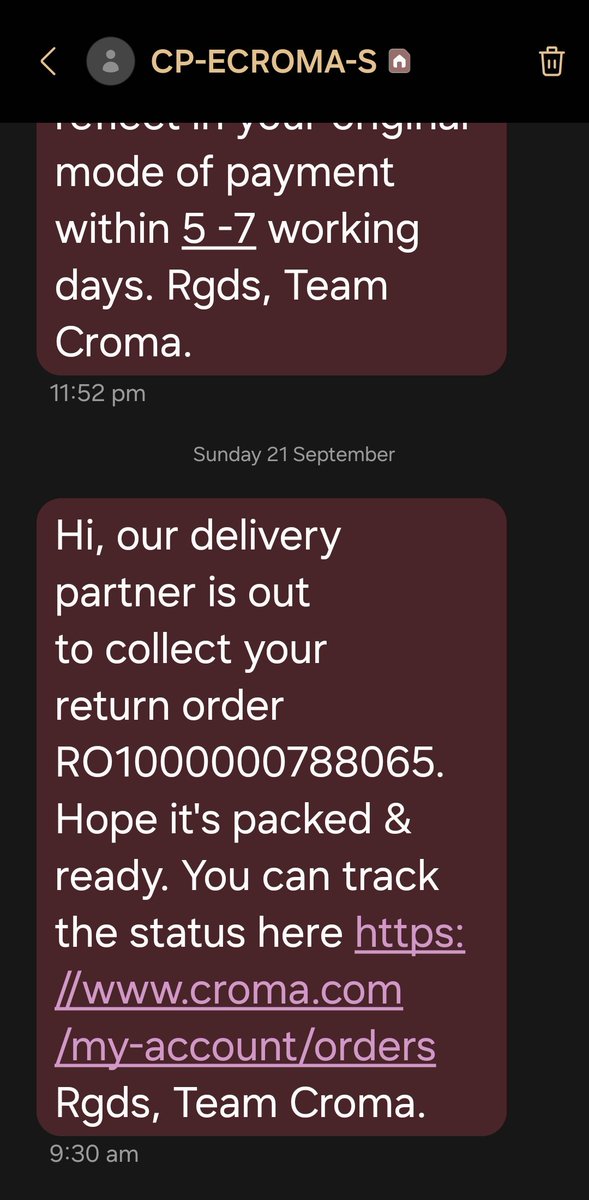 prem_ananthu5's tweet photo. @cromaretail @Cromaretailers @cromaretail @Cromaretailers whom are you guys fooling croma. Its sunday today and I know nobody is gonna show up. Enough of this scam croma. Let me learn from my not so expensive mistake to not order from this scam site croma again. https://t.co/jxDFPPDjso