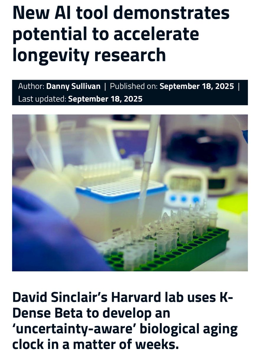 davidasinclair's tweet image. DNA sequencing costs have fallen 100,000x

AI is doubling every 6 months. 

Hang tight. We’re all going exponential 🚀