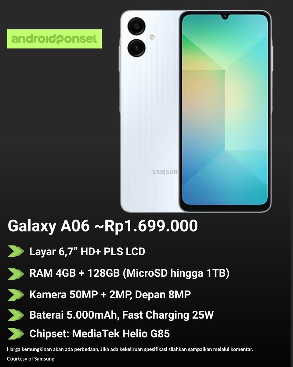 androidPonsel_'s tweet image. HP Samsung 1 jutaan terbaru 2024–2025 cuma ada 3 pilihan: Galaxy A15, A06, dan A05 📱🔥.
Mana yang paling worth it buat kamu?
👉 androidponsel.com/hp-samsung-1-j…

#Samsung #HP1Jutaan #AndroidPonsel