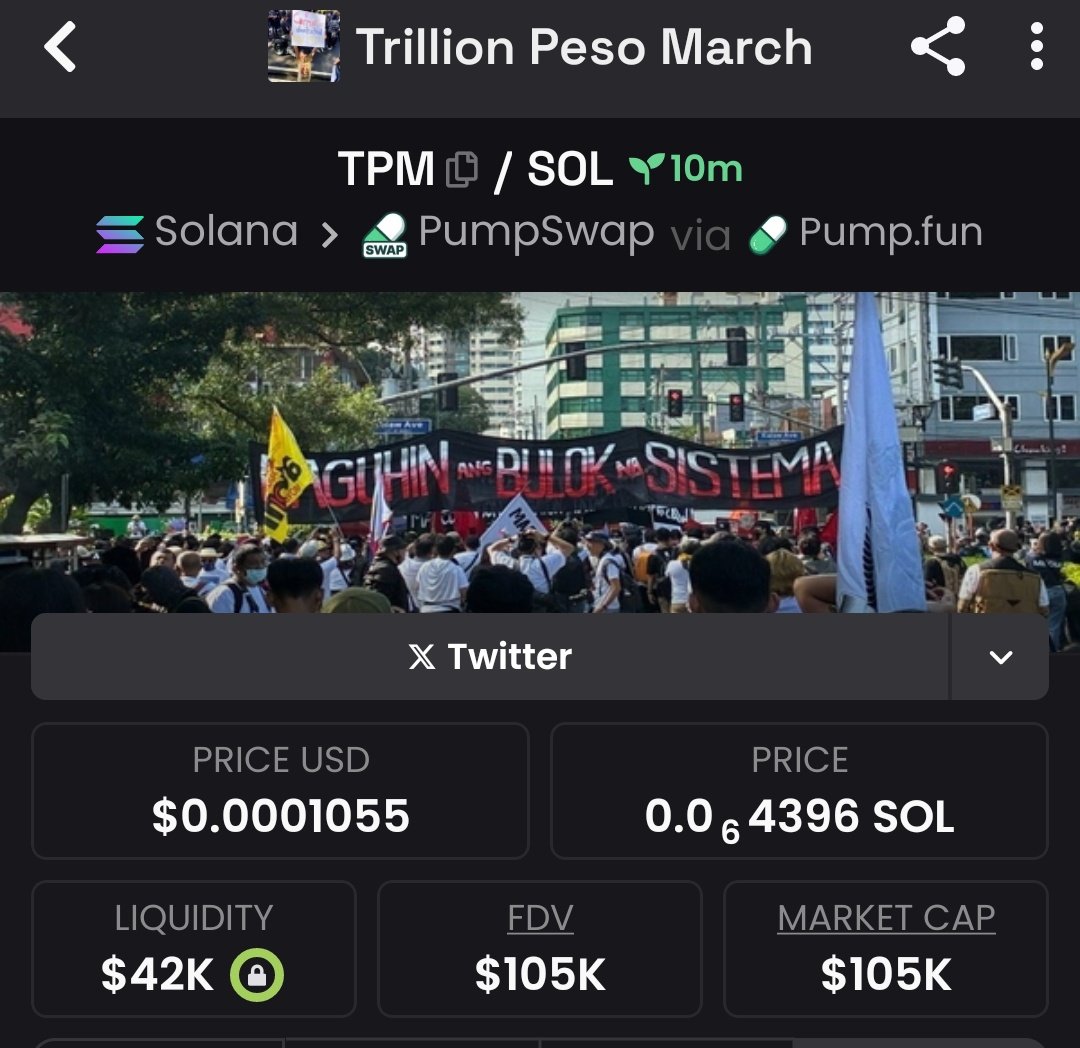 Raghavak0nSol's tweet image. $TPM

MCAP: $105K

CA:
BtmA25GC6LcSfamXef2qn61NbrtR7NGhwTymq9nvpump

#SOLANA
#TPM
#TRILLIONPESOMATCH