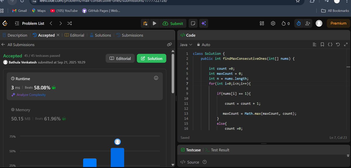 venkateshcoderr's tweet image. Happy Sunday techies
DSA Arrays:
>find maximum consecutive one's
>find element which repeats only once others two
>sum of subarray with kadane's algorithm
#LeetCode | #DSA | #Problemsolving