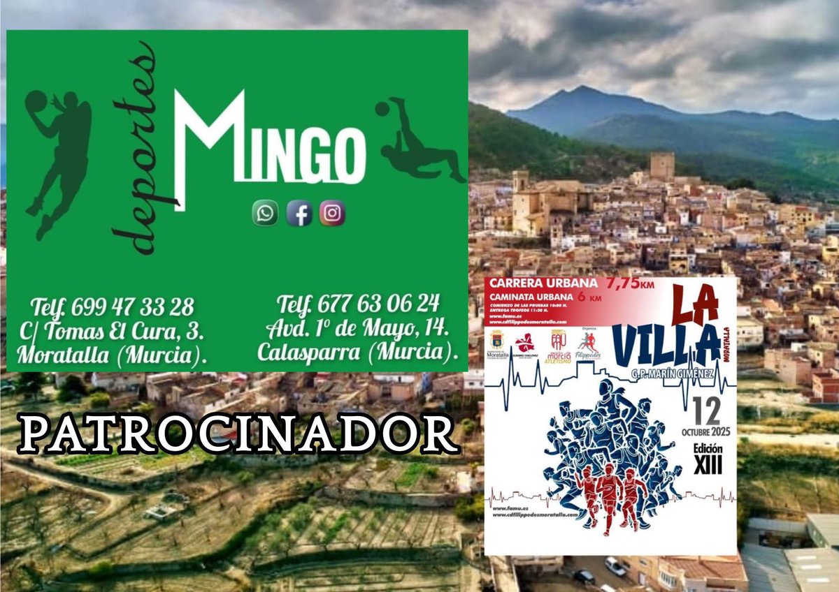 cdfilippedes's tweet photo. Os presentamos a Deportes Mingo. 

¡TU TIENDA DE DEPORTES EN MORATALLA Y CALASPARRA!

Muchísimas gracias a esta familia por colaborar siempre con nuestro club y  patrocinar nuestra carrera.

VISITA Mingo Deporte Moratalla Calasparra Y QUEDARÁS ENCANTADO. https://t.co/XC7jA617nX