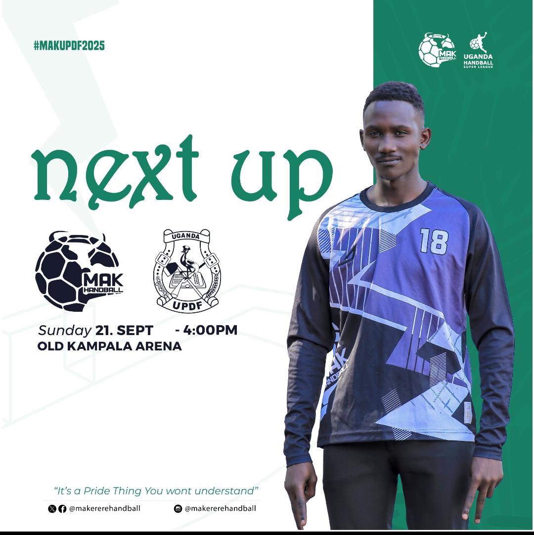 makererehandbal's tweet photo. The #MAKBulls charge back into today with a showdown you don’t want to miss! 🐂💚
📅 Sunday, 21st Sept 2025 🕓 4:00 PM (EAT) 🏟 Old Kampala Arena ⚔️ MAK Bulls 🆚 UPDF HC
 They come with energy 💪,Pride,Power 🔋 cuz this is handball at its fiercest.@MakerereSports @nbssports https://t.co/YAUrz2Eh2H