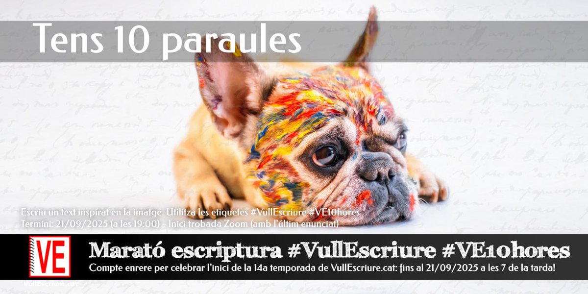 VullEscriure's tweet photo. Escriu un text inspirat en la imatge!

MÀXIM 10 paraules 😉

Utilitza les etiquetes #VullEscriure #VE10hores. Temps fins a les 7 del vespre ✨

PD. Inscriu-te a la Marató d'Escriptura i descobreix tots els enunciats: https://t.co/htj8ZnIdvm https://t.co/pl95G4eXEr