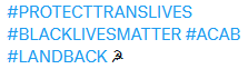 ShazzBakes's tweet photo. Don't want to shame this acct, but it's important to note that 1000s or more accts have similar in their online bio.
1 #DefineTrans
2 You know the people who set up BLM are in jail for embezzlement?
3 Yeah, those same cops you call when you're "misgendered"
4 OK. Move, then🤷♀️ https://t.co/jmpgpGcpJU