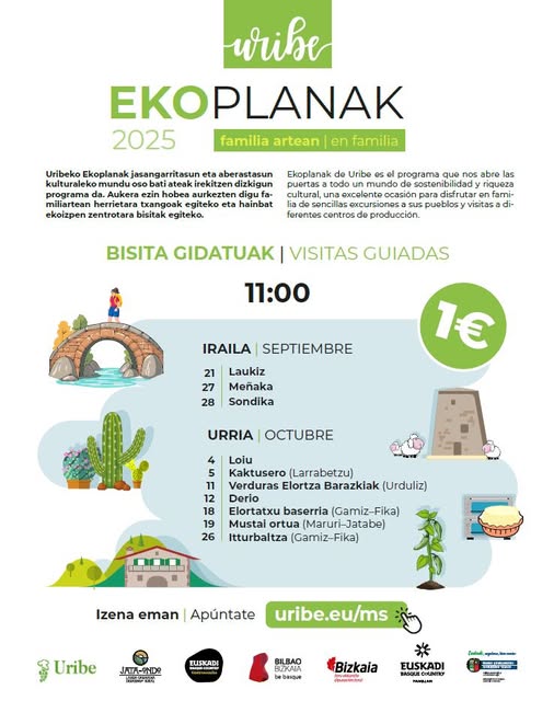 Eus: 👉 Ezagutu Uribe modu dibertigarri eta jasangarrian EKOPLANekin! 🌿✨

Irteera bakoitzak 1€ balio du eta plazak MUGATUAK dira beraz... Ez galdu aukera eta eman izena!

f.mtr.cool/vecftomyhr