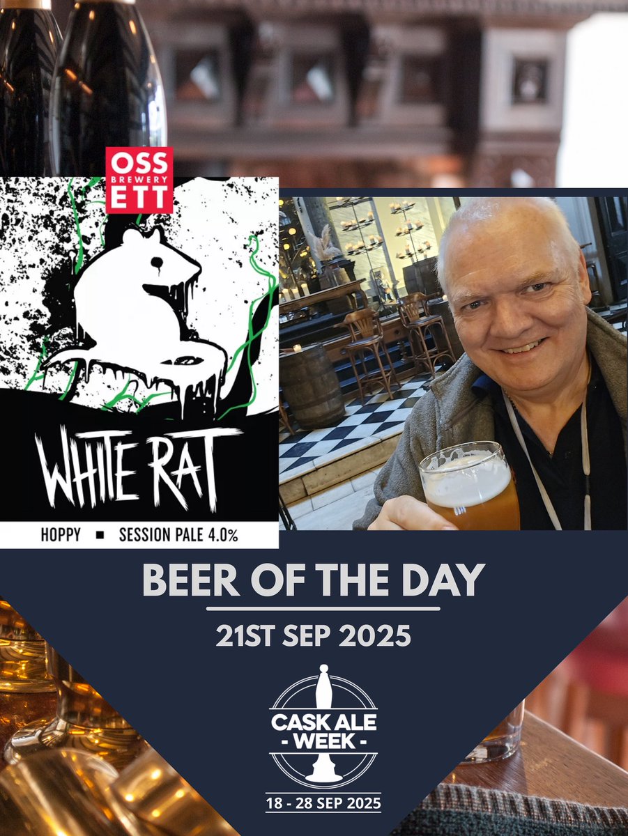 caskaleweek's tweet image. 🍺 Beer of the Day: White Rat by @ossettbrewery 

Picked by @caskmarque Assessor Graham Hall: “A proper true Yorkshire brew!”

Turning 15 next year, this bold pale ale helped launch the iconic Rat Range. Expect citrus, pine, mango &amp;amp; a hoppy bite. 🐀

#caskaleweek
