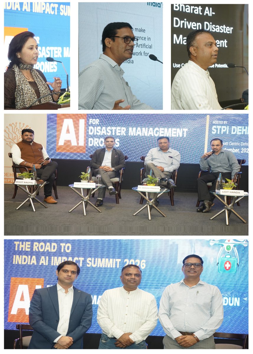 _DigitalIndia's tweet image. ✨ A glimpse from the Pre-Event Awareness Session on the India AI Impact Summit 2026, hosted by STPI Dehradun on AI for Disaster Management | Drones, held on 20th Sept 2025 at Hotel Hyatt Centric, Dehradun.

The session brought forth policy insights, highlighted India’s growing…