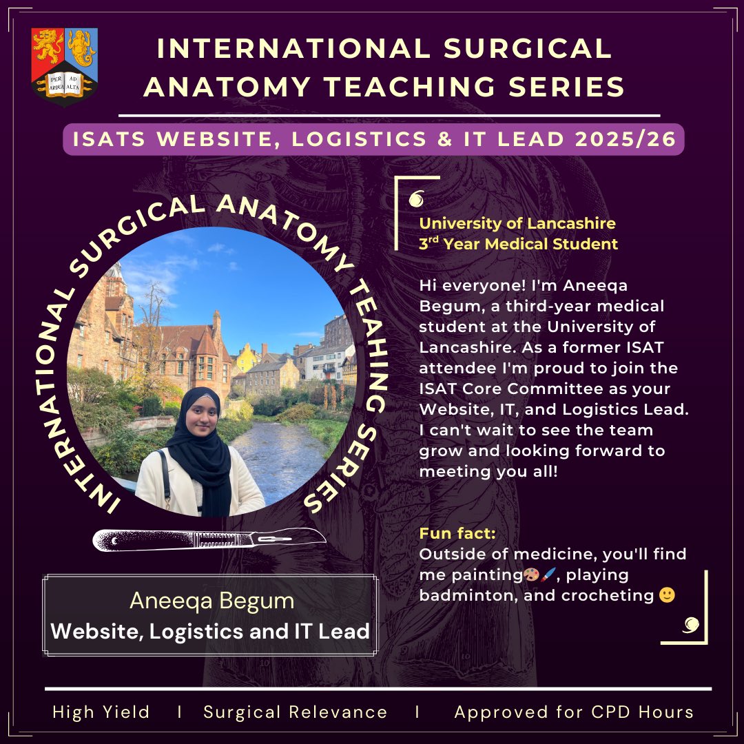 ✨ Meet our Core Committee Leads:

Dr Abderrahmane El Guernaoui (Secretary)
Aneeqa Begum (Website, Logistics &amp; IT Lead) 
Anushri Bhattacharya (Media &amp; Publicity Lead)

- ISATS Committee 25/26 💜