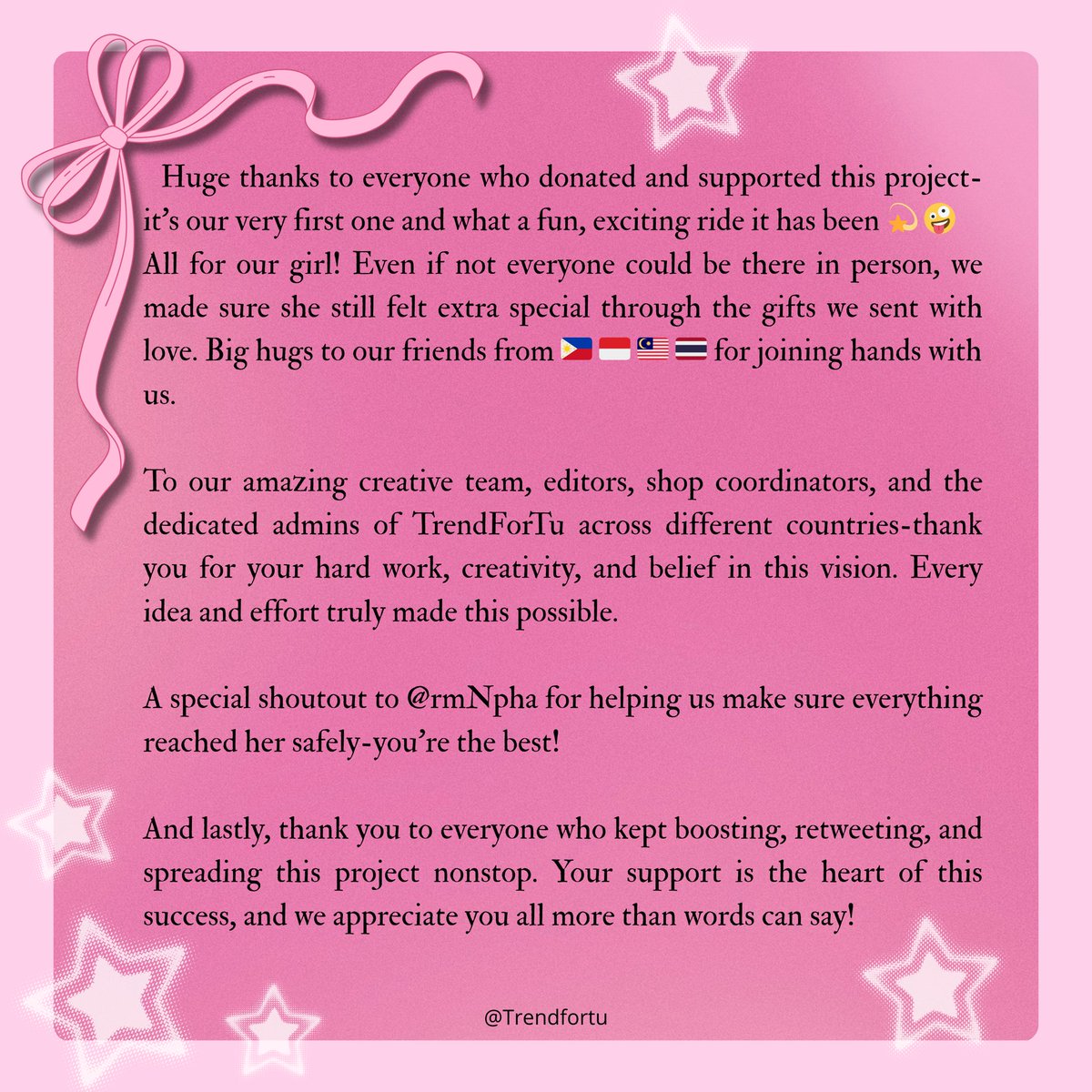 Trendfortu's tweet photo. A huge thank you to @rmNpha for helping us ( ˘͈ ᵕ ˘͈♡) , @fallinlighttu  for editing 🫶🏻
and all our amazing donors💖 This project wouldn’t have been possible without your support! 🫶🏻💗 ⋆⭒˚.

TU Graduation Day
#ProudOfDentistTONTAWAN 

~#NewPageofTontawan~ #tontawan #tontawan https://t.co/rGa1r8gXeY