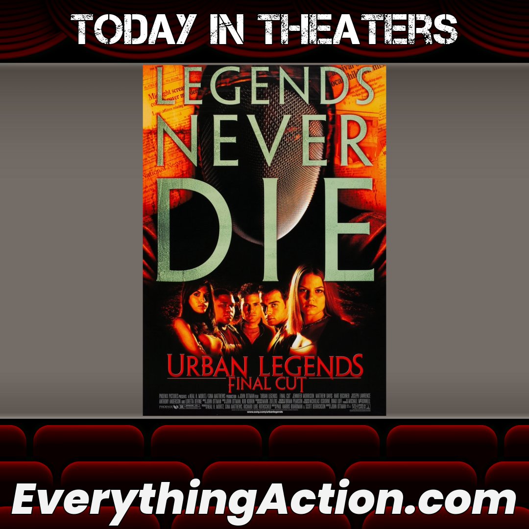 evaction's tweet image. #UrbanLegendsFinalCut slashed its way into theaters 25 years ago when it opened on September 22nd, 2000 #JenniferMorrison #MatthewDavis #HartBochner #JosephLawrence #AnthonyAnderson #LorettaDevine #SlasherMovies #HorrorMovies #00sMovies #JohnOttman