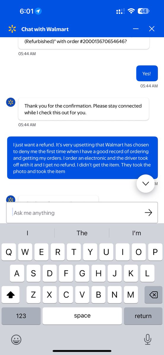 HomemakerStrong's tweet photo. @Walmart I am a Walmart plus member with many orders over the years . An order was stolen off my porch by the driver after taking the photo and I was issued a denial for a refund. I am very upset by this as it was almost $300 and I have no track record of such issues! #walmart https://t.co/iTtOeQ3NlU