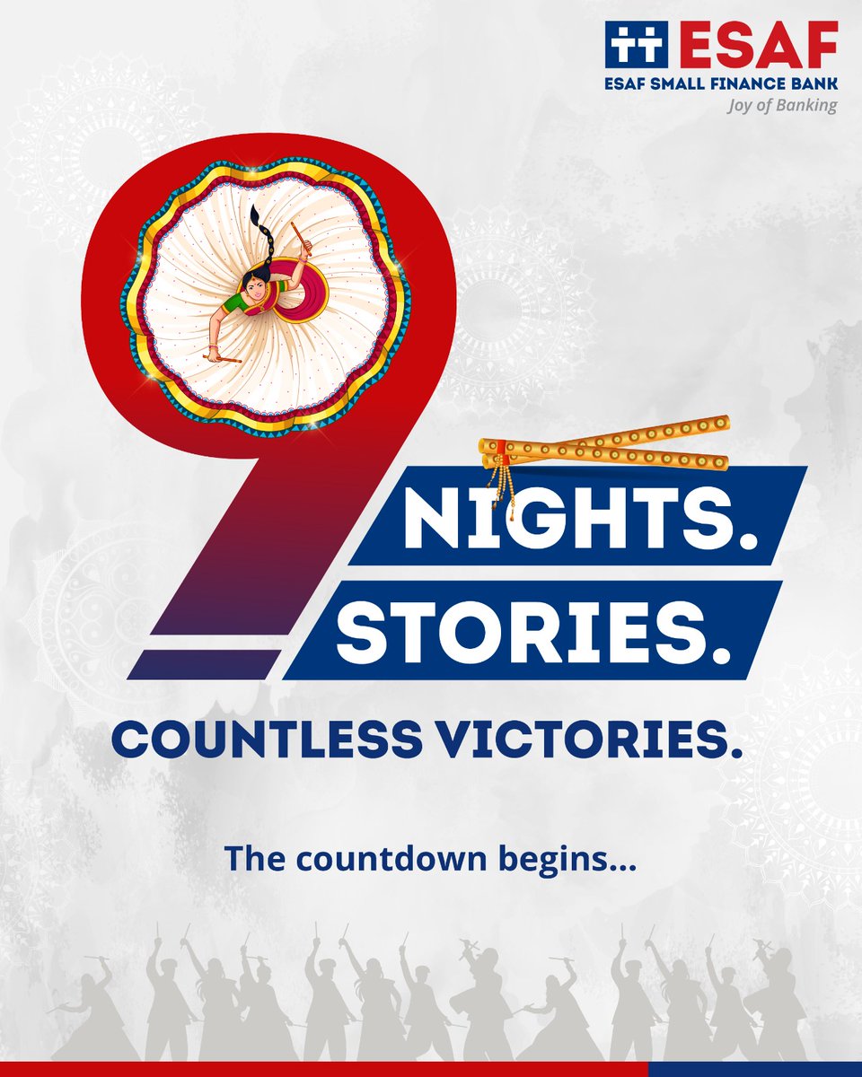 Every festival shines with stories.
This Navratri, we share real ones — of resilience, courage, and victories that light up communities.

✨ The countdown to 9 Nights. 9 Stories. Countless Victories begins… ✨

#9StoriesOfNavratri #CountlessVictories #ESAFBank