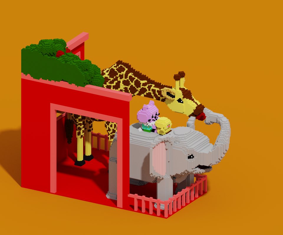 Elephant and Giraffe Zone🐘🦒

#voxelart #Magicavoxel #ボクセルアート