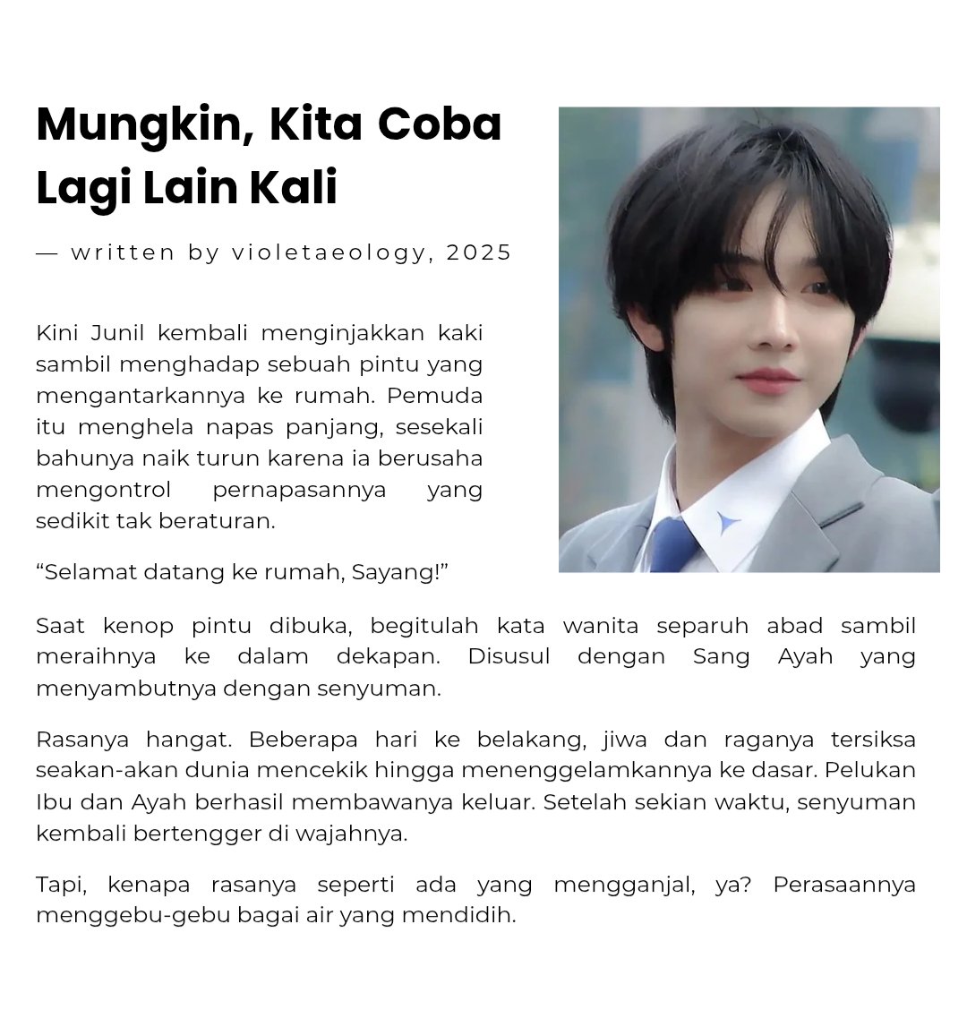 violetaeology's tweet photo. #JUNIL ; Mungkin, Kita Coba Lagi Lain Kali

© violetaeology, 2025 https://t.co/Cfsqa8YHzR