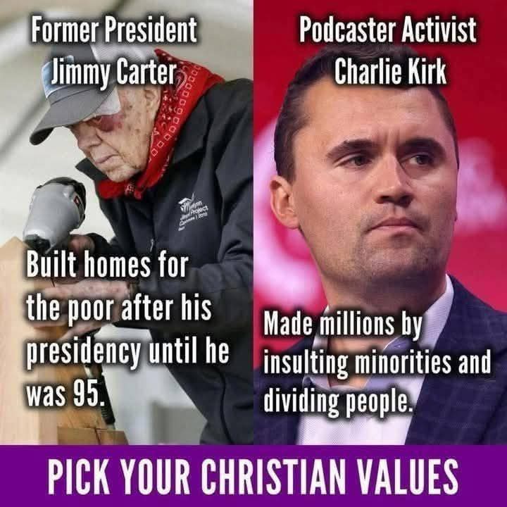 Charlie Kirk memorial 

Don't forget what he said.
This is to remind those who didn't know who the hell this pos was.

Racists..bigots and fake Christians are showing up to honor him because "They are him".